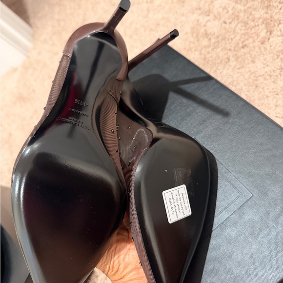 Saint Laurent Anja Dark Brown Studded Heels - Picture 4 of 6